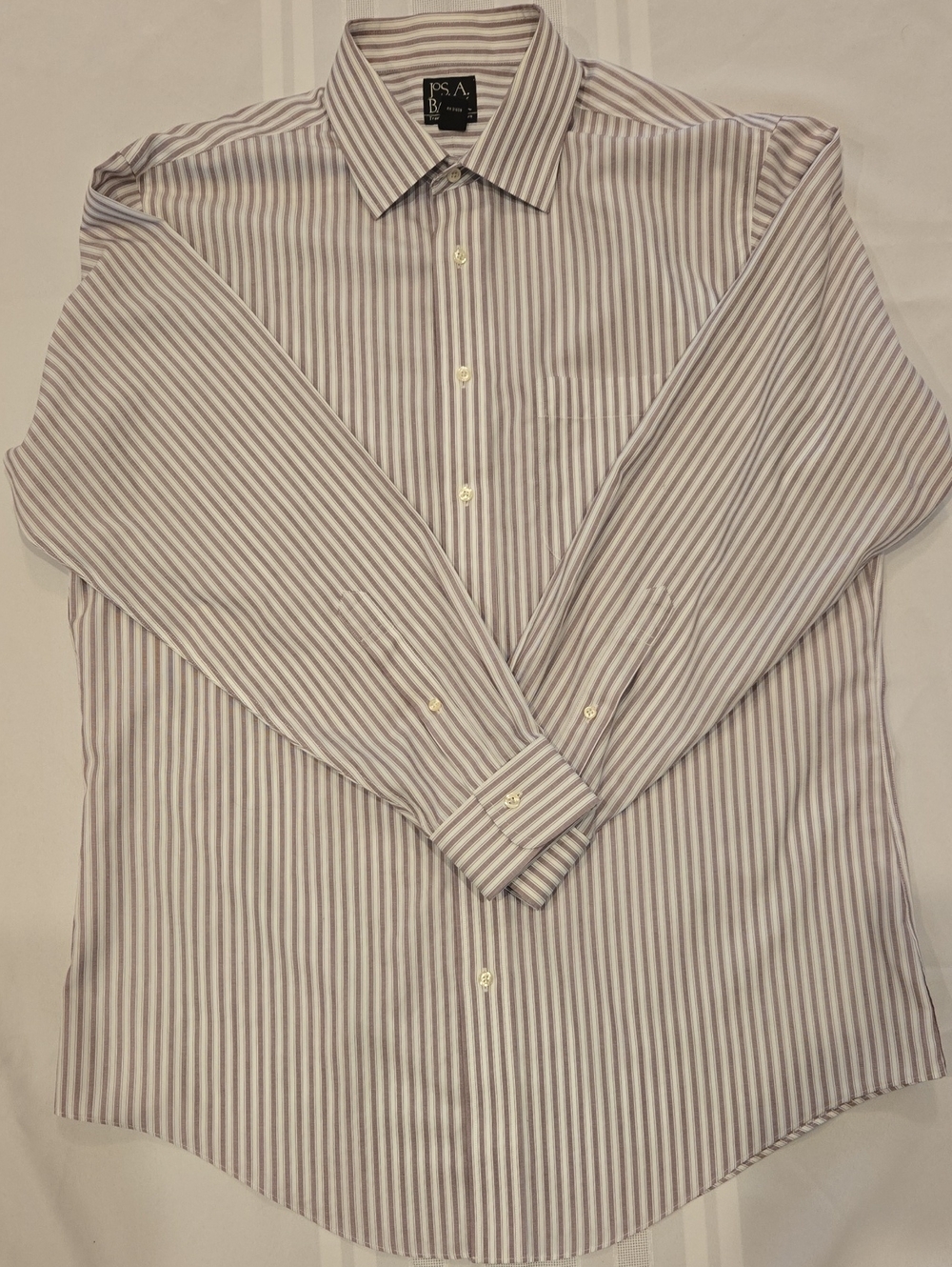 Jos. A. Bank Maroon and White Striped Dress Shirt